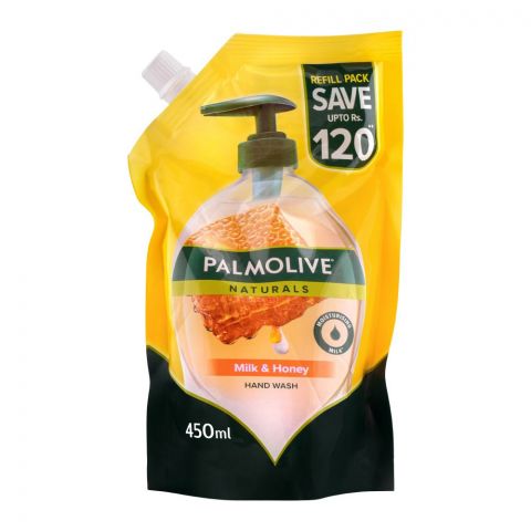 Palmolive Naturals H/W Milk & Honey Pouch, 450ml