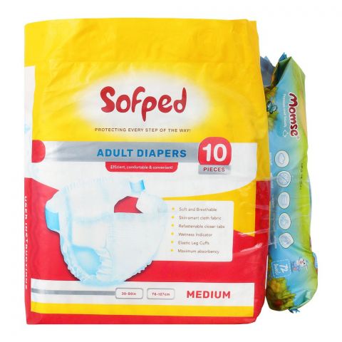 Sofped Adults Diapers,Medium, 10-Pack