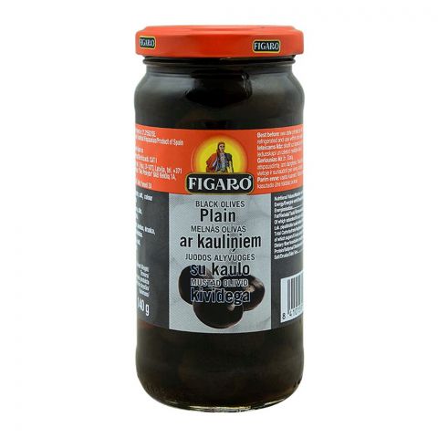 Figaro Black Plain Olives Jar, 270g