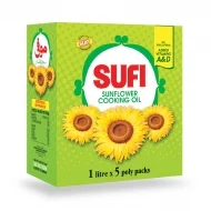 Sufi Sunflower Cooking Oil P/B, 1LTR x5