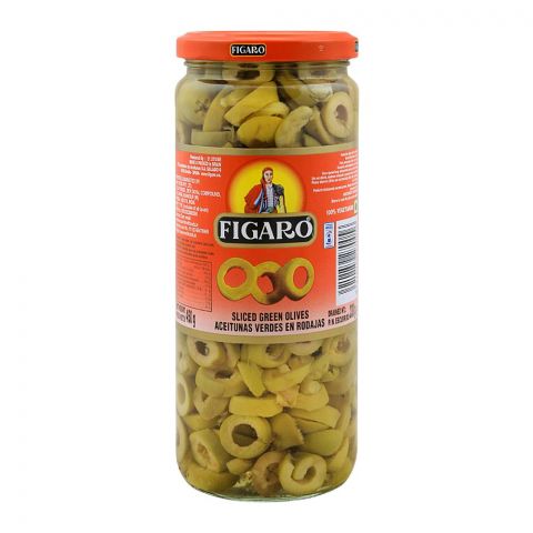 Figaro Green Sliced Olives jar, 480g