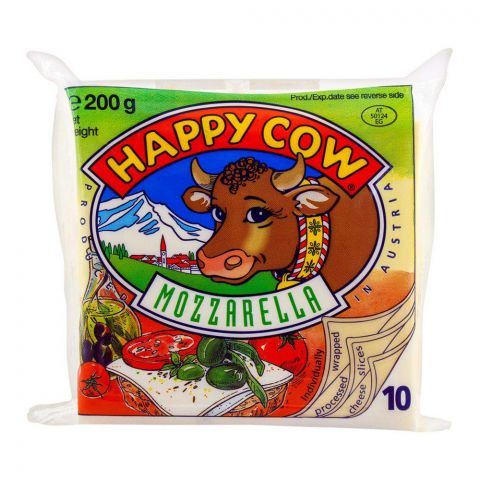 Happy Cow Slice Cheddar Cheese 10's, 200g