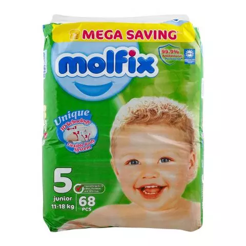 Molfix Baby Diaper 5 Juniour 11-18KG, 68's