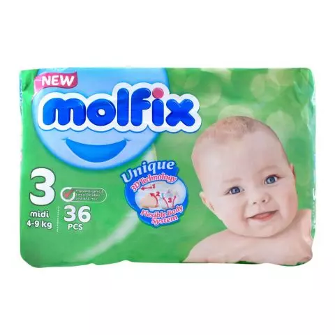 Molfix Baby Diaper 3 Midi 4-9KG, 34's