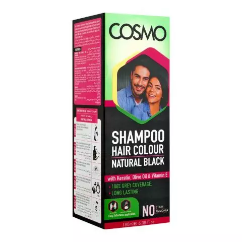 Cosmo Shampoo Hair Color Natural Black, 180ml