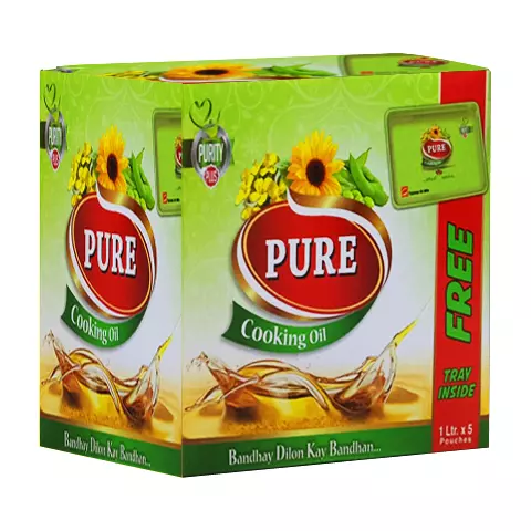 Pure Cooking Oil Pouch, 1LTR x 5