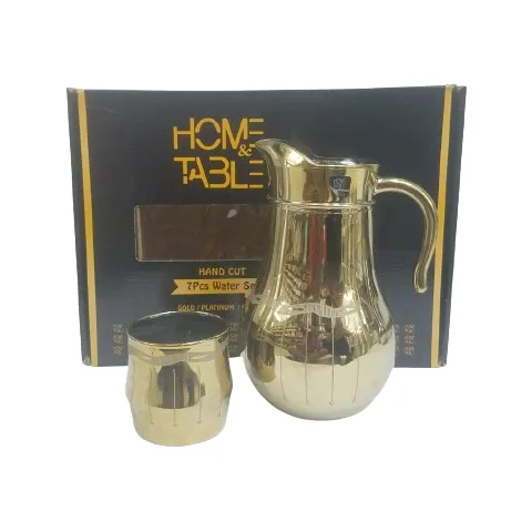 Home Table Hand Cut Water Set Classy Gold,