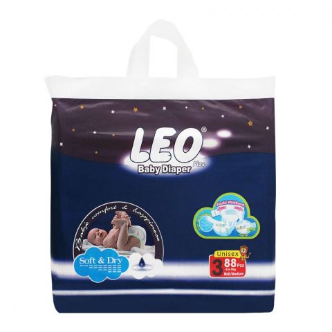 Leo Baby Diaper Soft & Dry 3 Medium, 84pcs