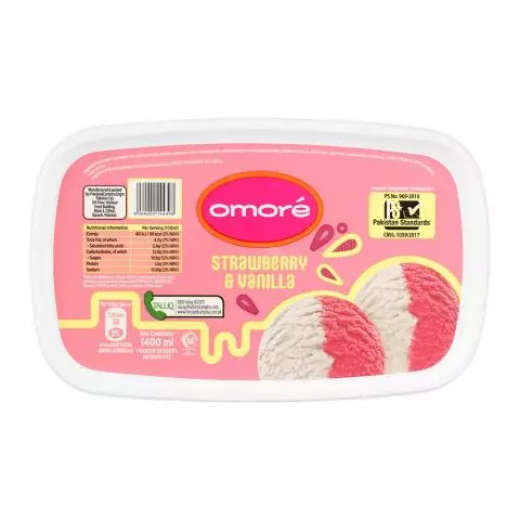 Omore Strawberry & Vanilla Tub, 1400ml