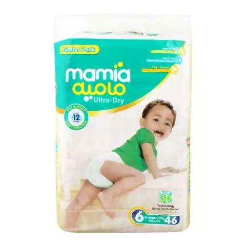 Mamia E-Large Diaper 6 17KG, 46's