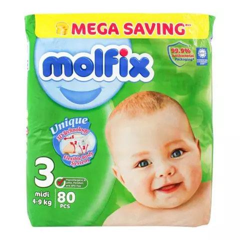 Molfix Baby Diaper 3 Midi 4-9KG, 80's