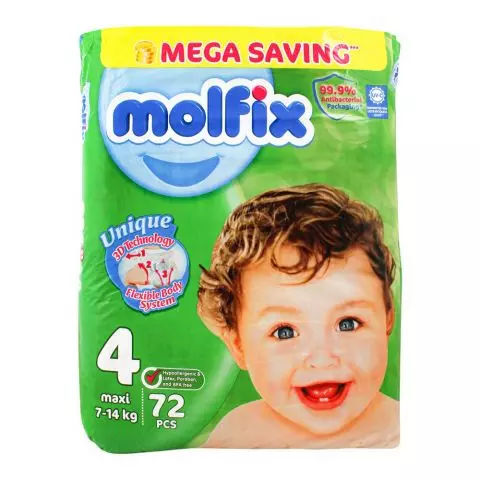 Molfix Baby Diaper 4 Maxi 7-14KG, 72's