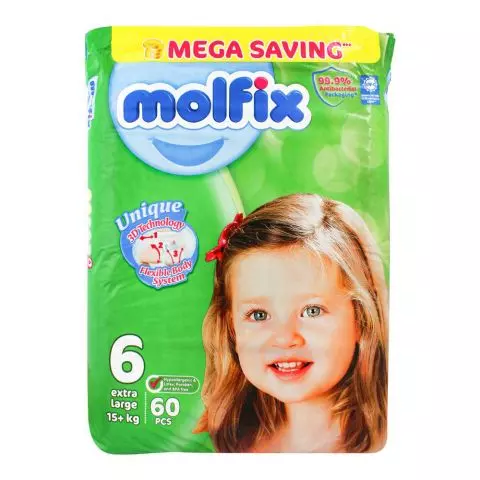 Molfix Baby Diaper Extra Large 15KG, 60's