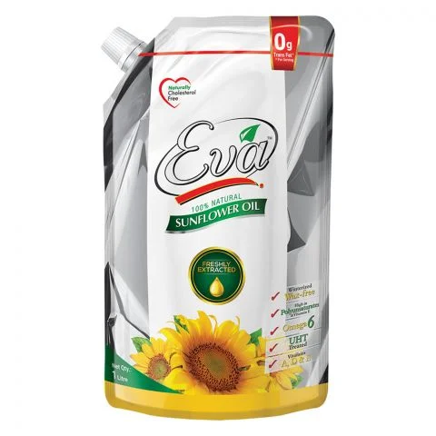 Eva Sunflower Cooking Oil Pouch, 1LTR