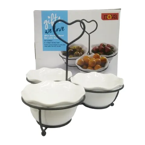 Nova 3's Serving Bowl Set With Stand, (HJ-20420)